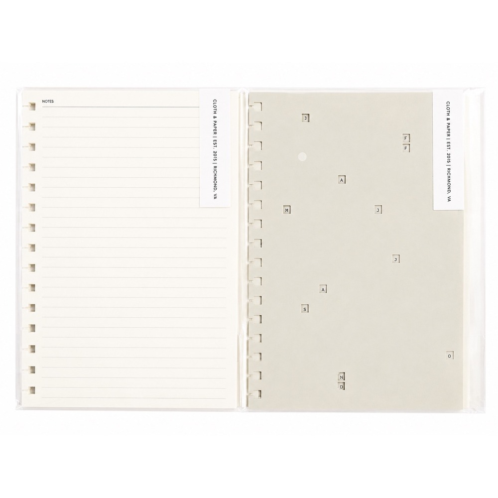 Cloth & Paper A5 Spiral Notes‎ Insert and Letters Dashboard Duo Set Minimalist